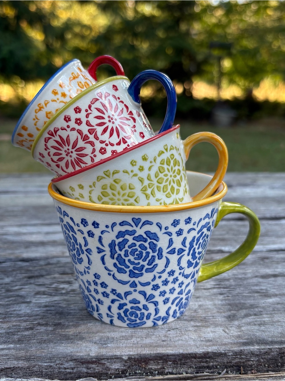 Pier 1 Imports Set of 4 Mandala Medallion Mug Style Measuring Cups